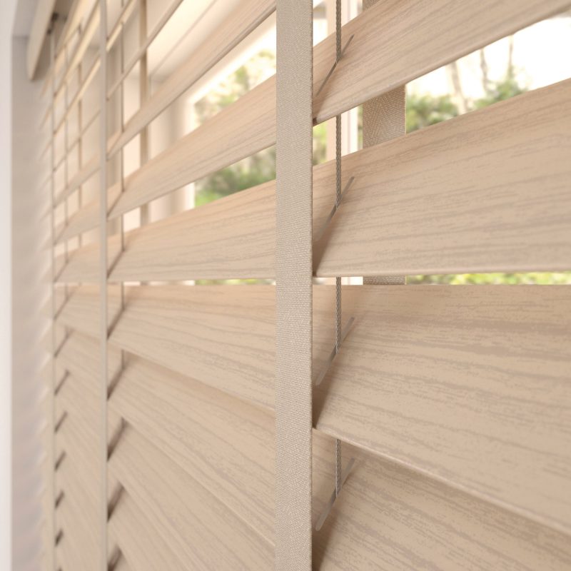 wood venetian close up blinds